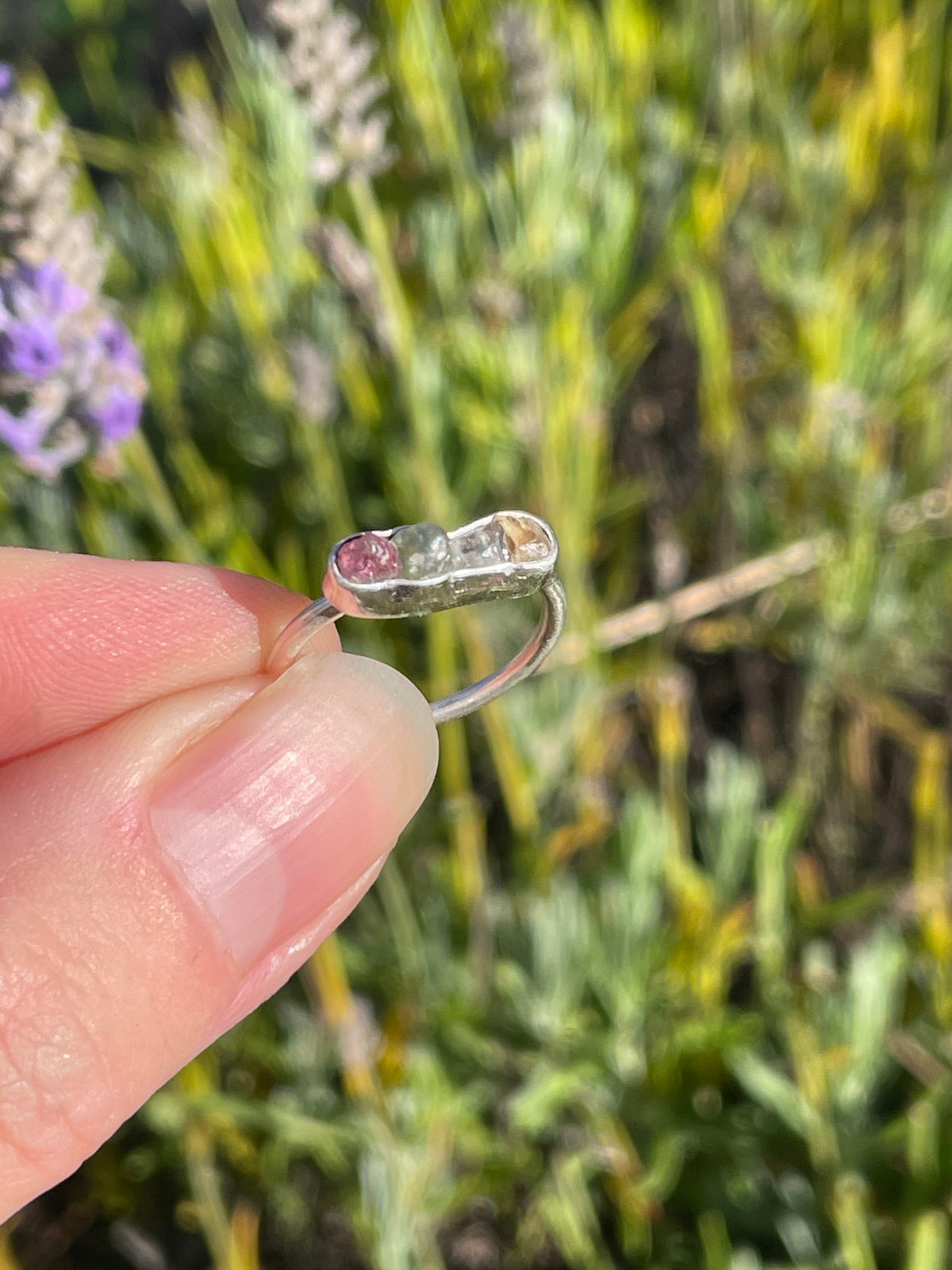 Raw Montana Sapphire Rainbow Ring 2 Size 6