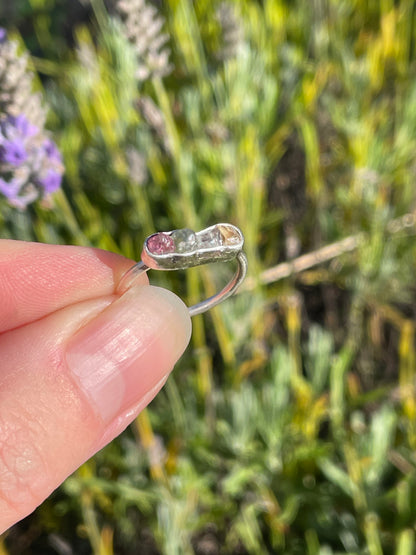 Raw Montana Sapphire Rainbow Ring 2 Size 6