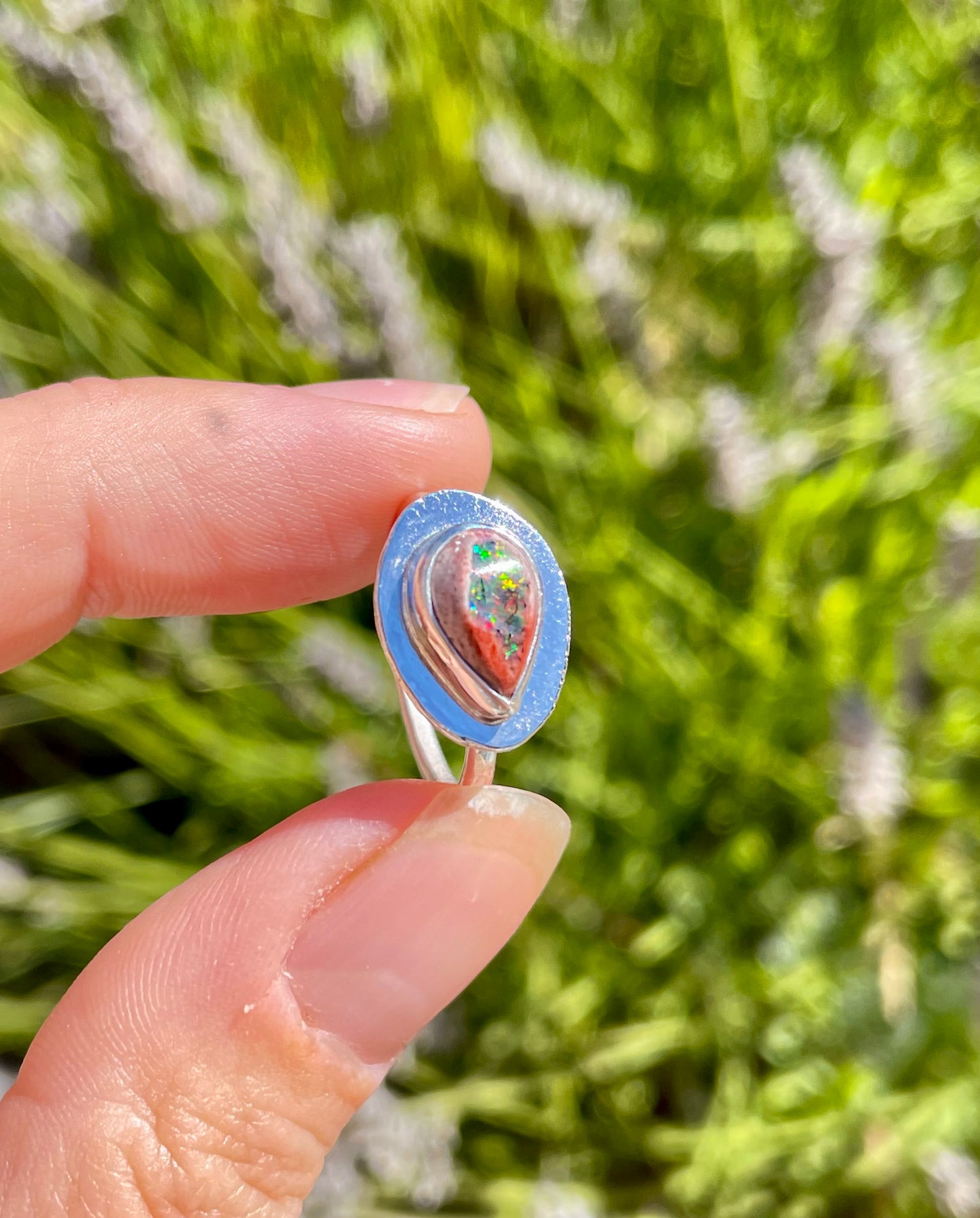 Recycled Mexican Fire Opal Ring size 6.5