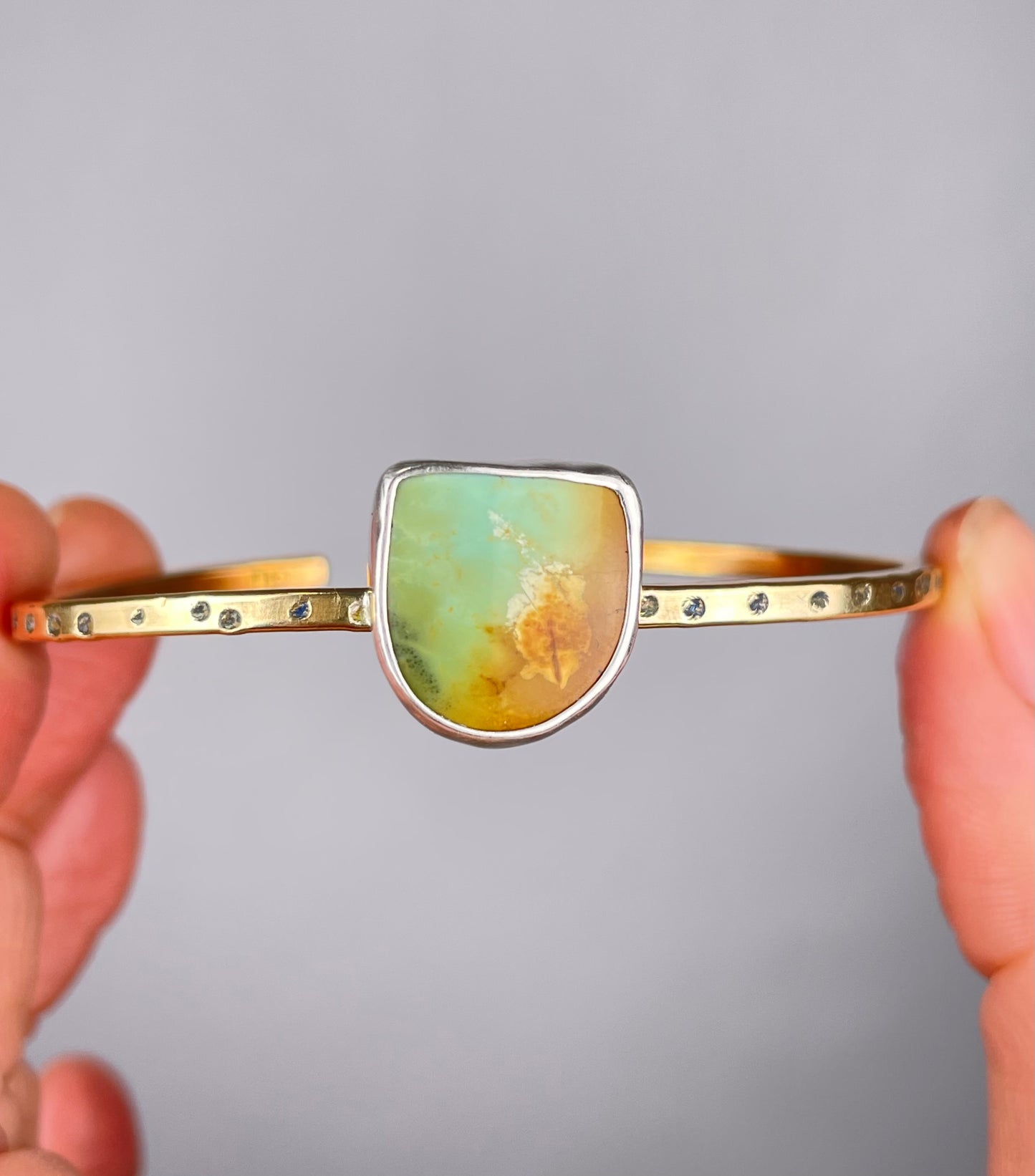 Brass and Sterling Cuffs with Variscite