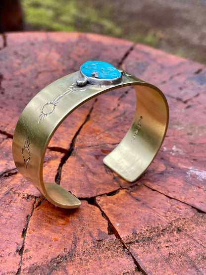 Heavy gauge Turquoise Brass Cuff
