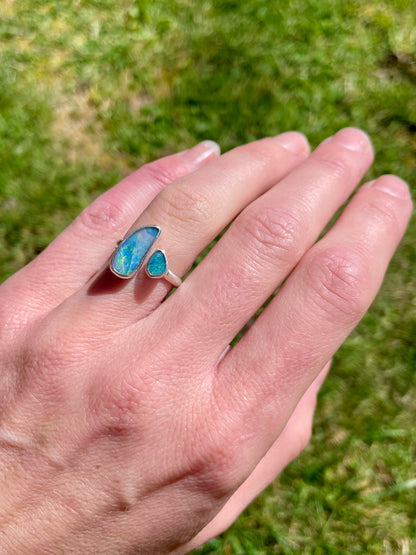 Australian Opal Split Ring Size 6.5-7.5