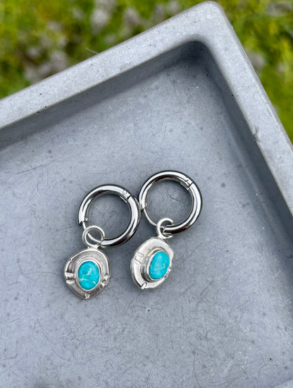 Whitewater turquoise Huggie Hoop Earrings 3