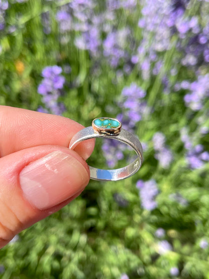 Sonoran Mountain Turquoise in Sterling and 14k Gold size 9