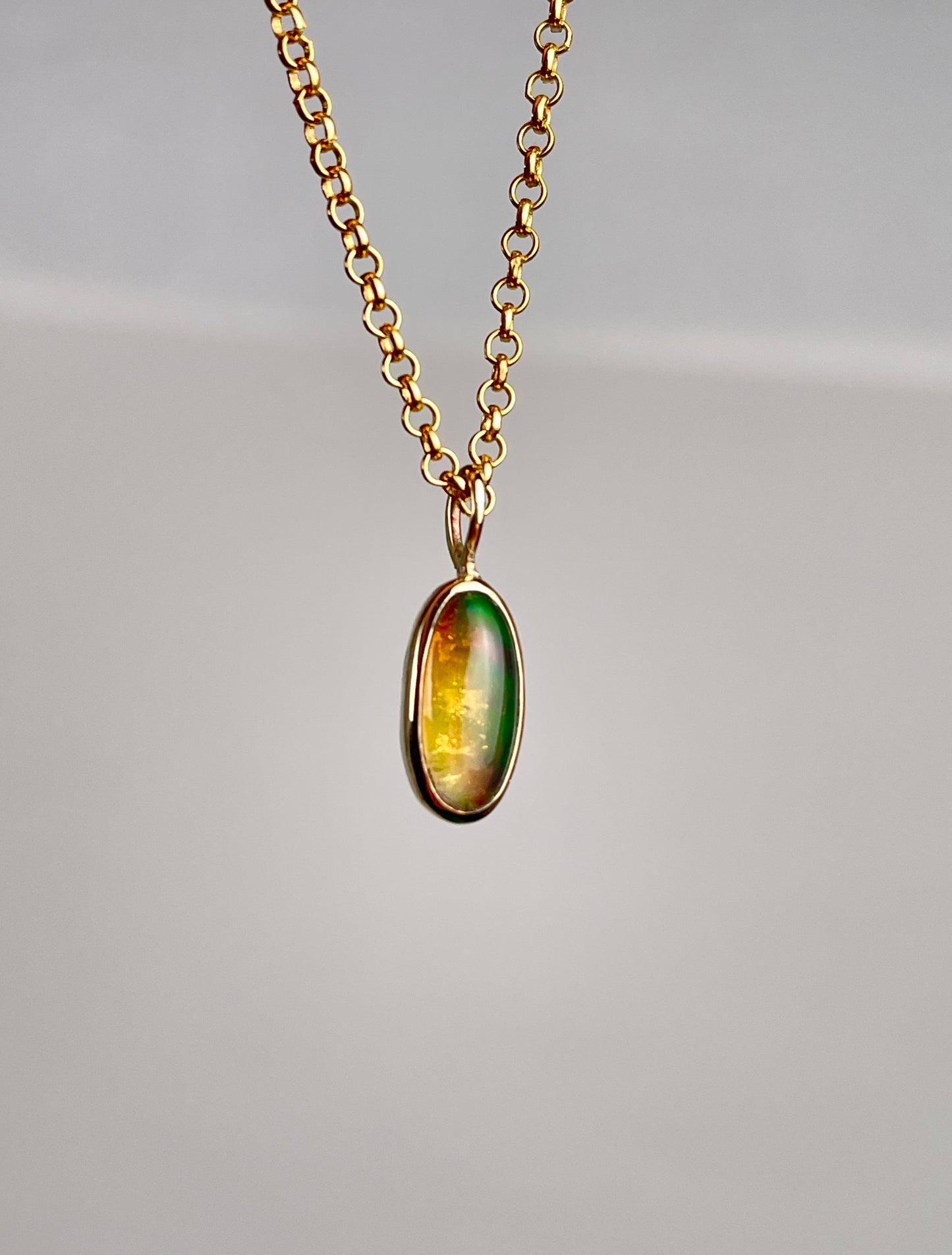 Mexican Fire Opal Pendant in 14k Gold