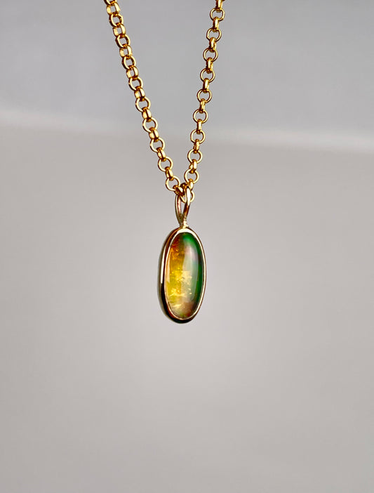 Mexican Fire Opal Pendant in 14k Gold
