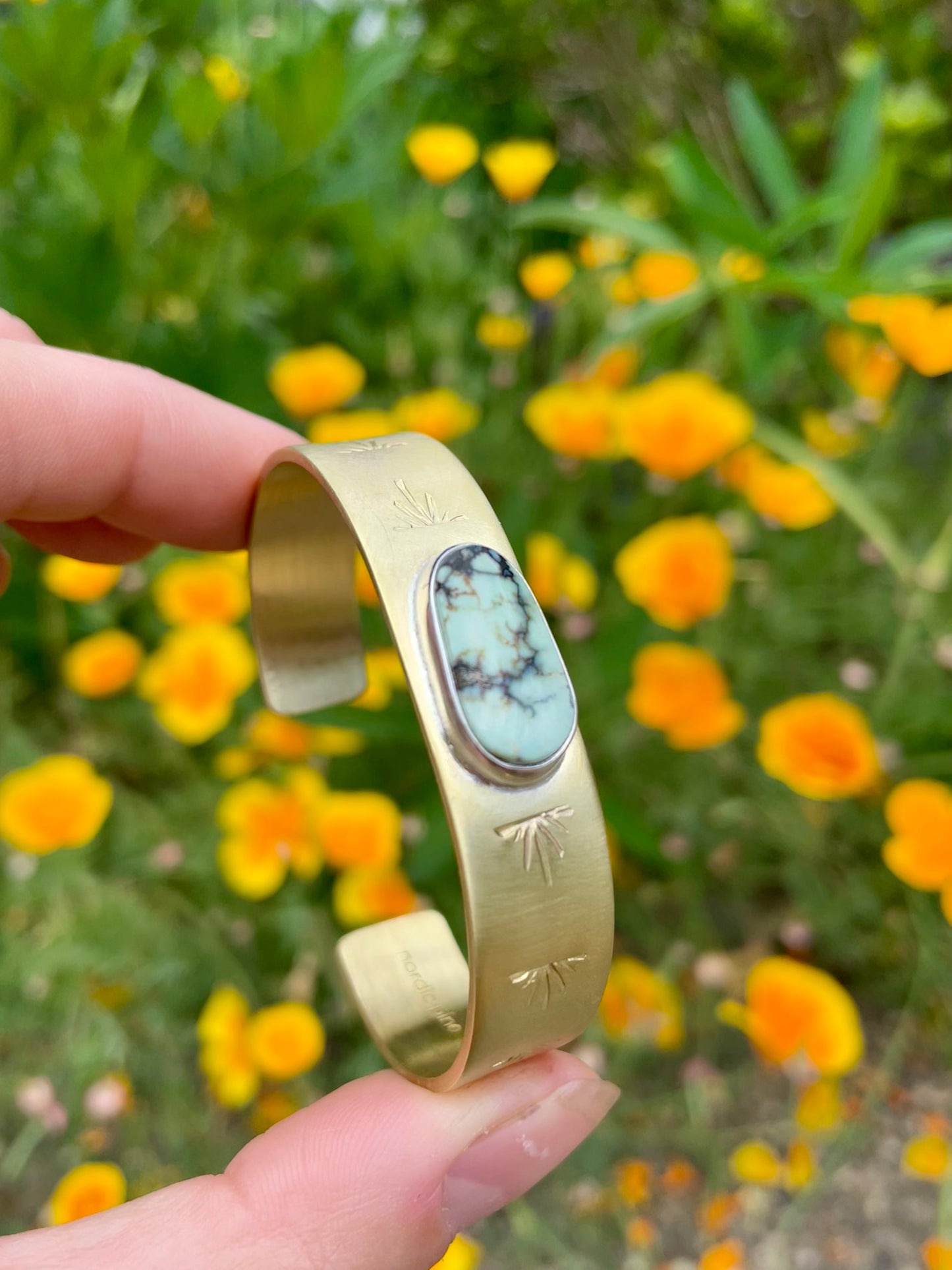 Stamped Brass Cuff with Varicsite