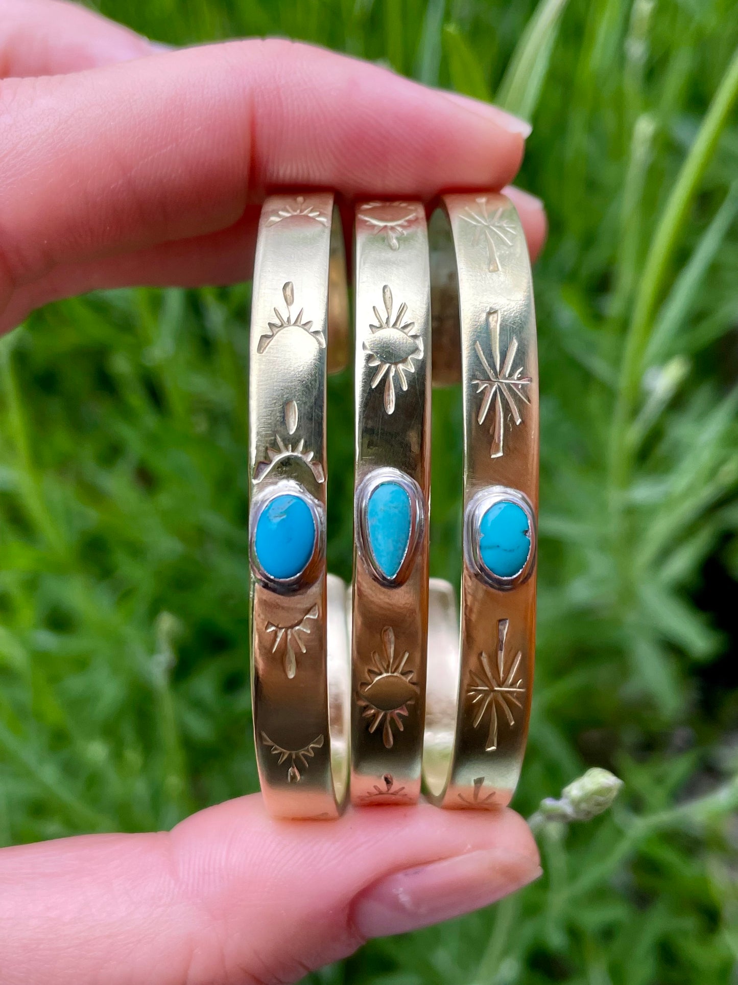 Turquoise Brass Cuff 2