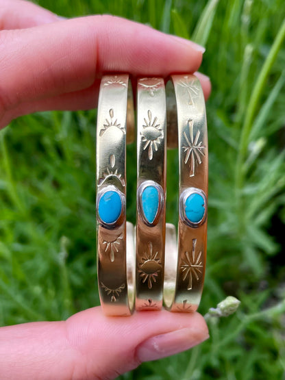 Turquoise Brass Cuff 2