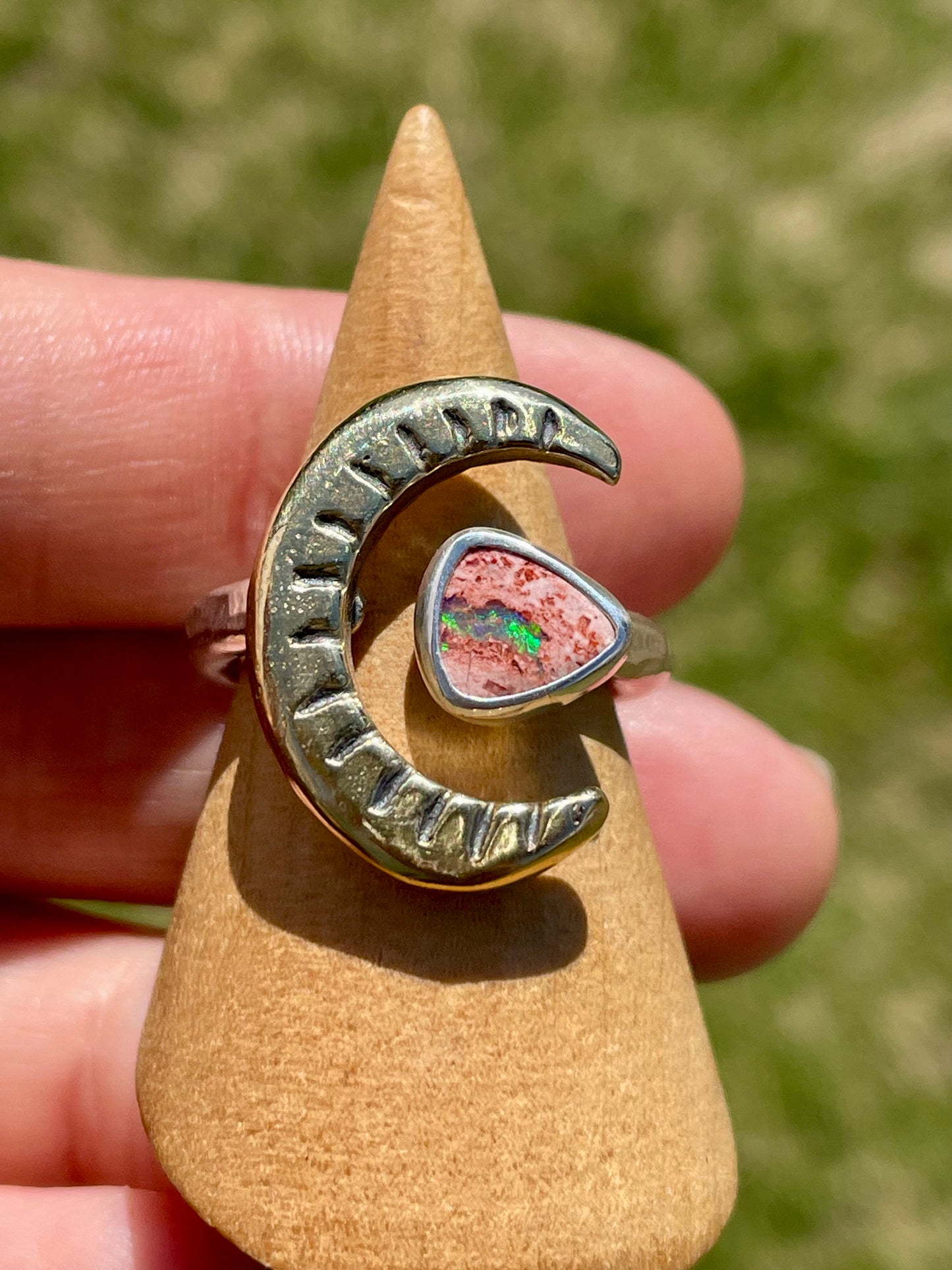 Mexican Fire Opal in Sterling and Brass