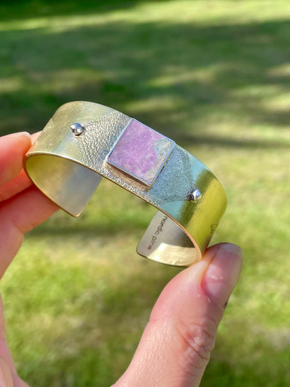 Heavy gauge Brass Cuff with inlay Variscite