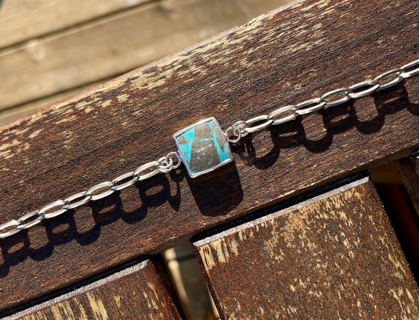 Turquoise Square Chain Bracelet