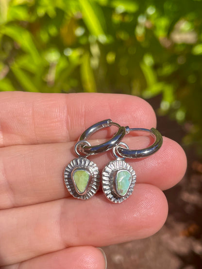 Blue Gem Turquoise Huggie Hoops