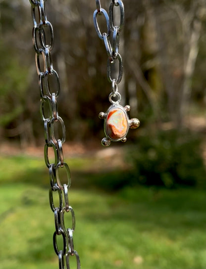 Mexican Fire Opal Chain Necklace 1