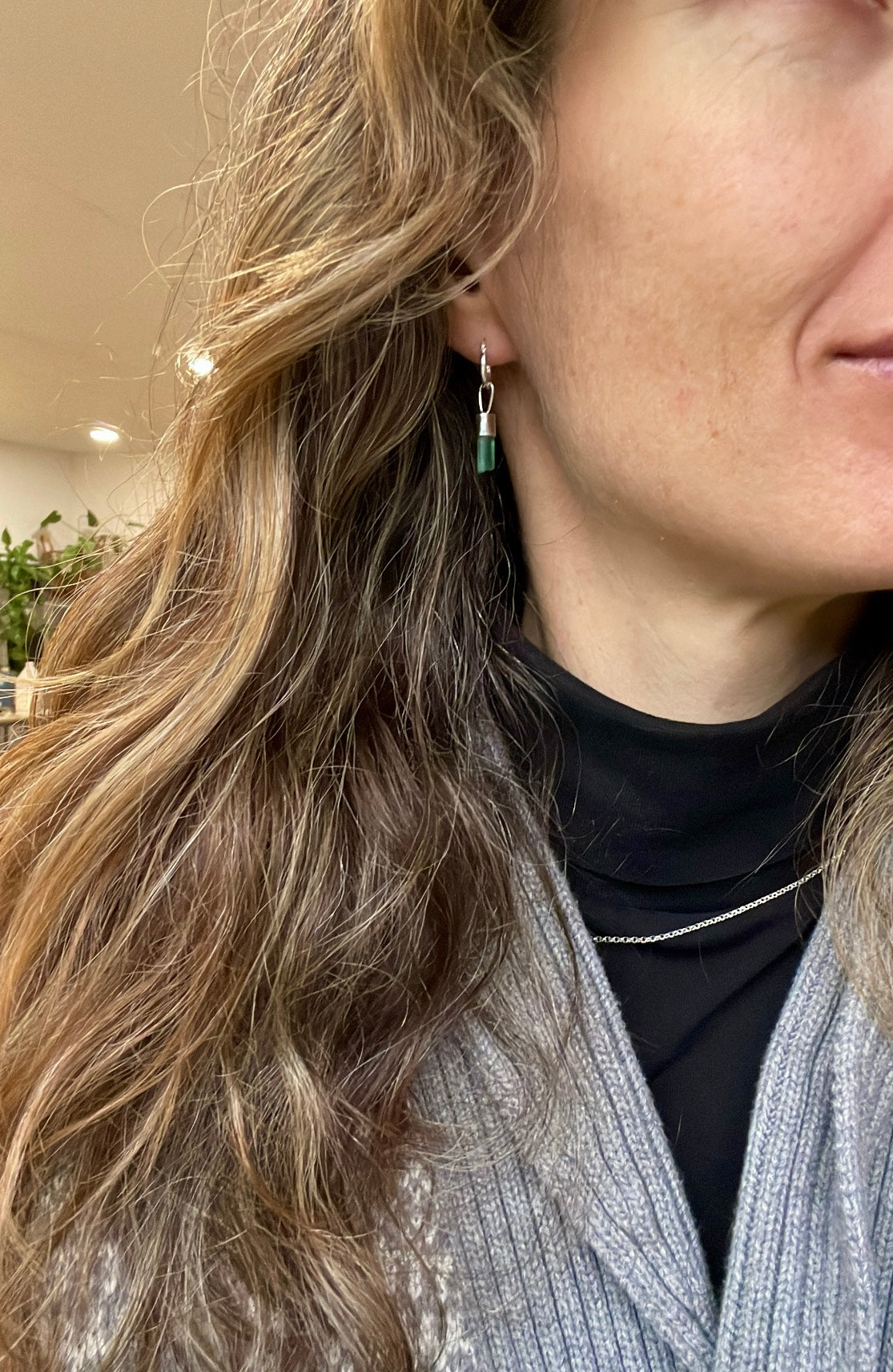 Tourmaline Huggie Hoop Earrings