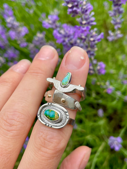 Sterling Silver and Gold detailed ring size 8