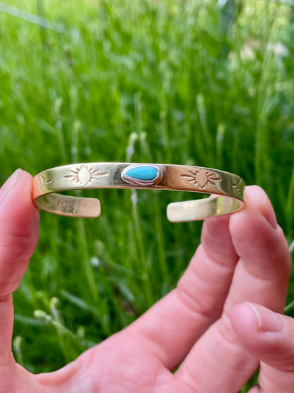 Turquoise Brass Cuff 2