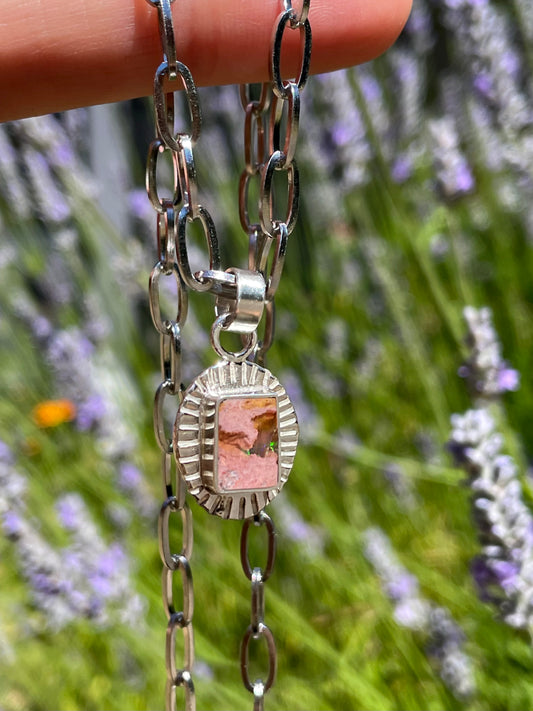 Mexican Fire Opal inlay Pendant 2