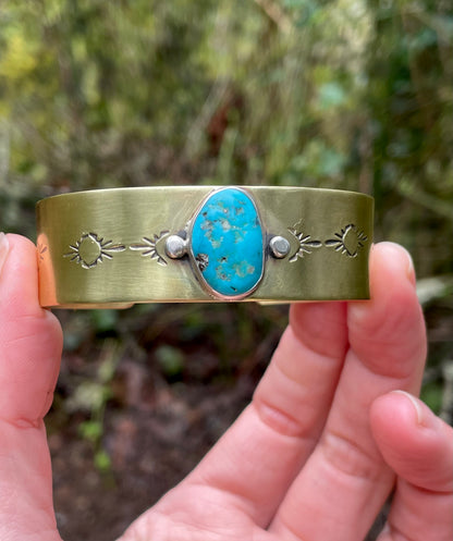 Heavy gauge Turquoise Brass Cuff