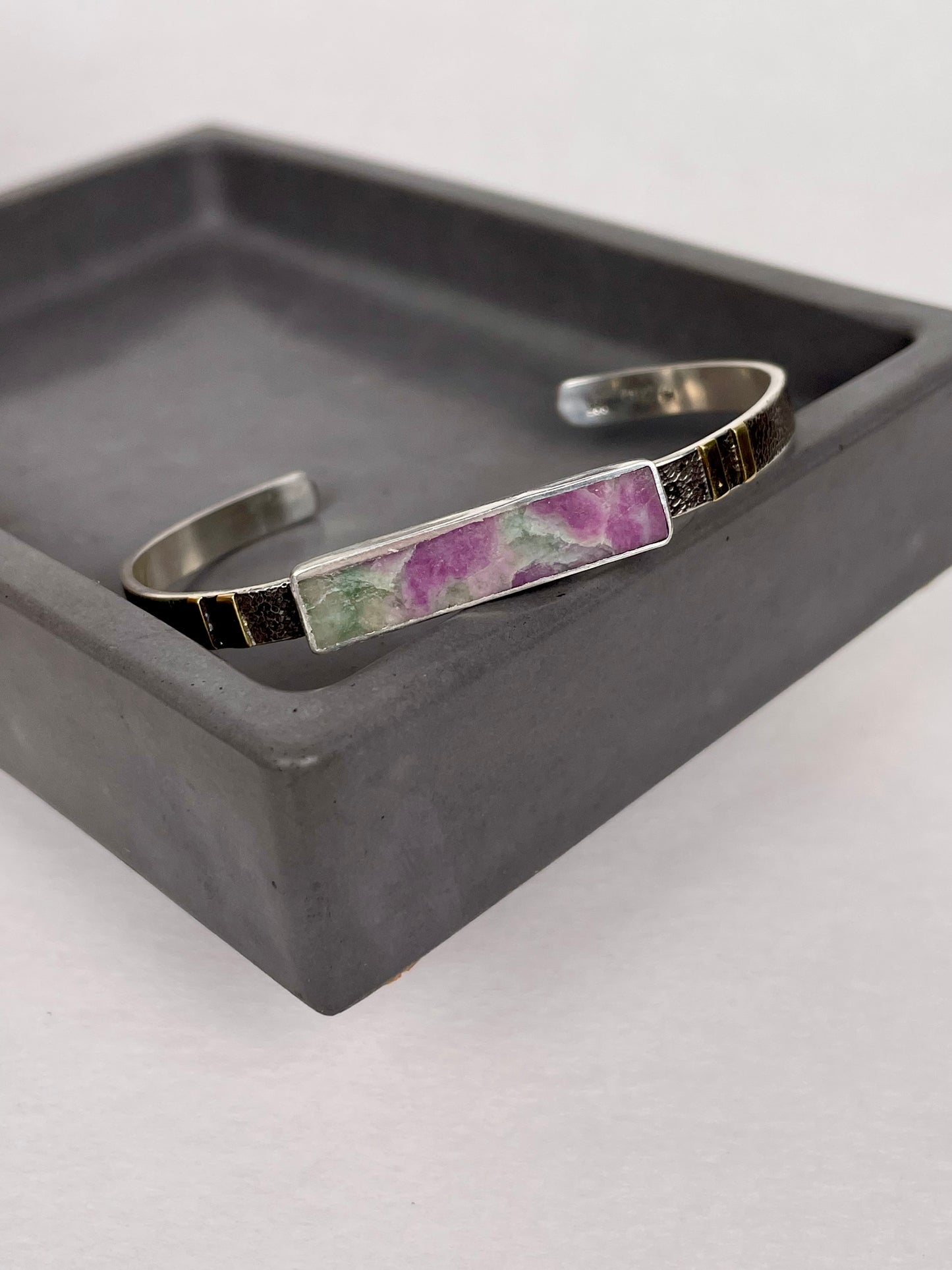 Sterling Variscite Cuff with 14k Gold accents