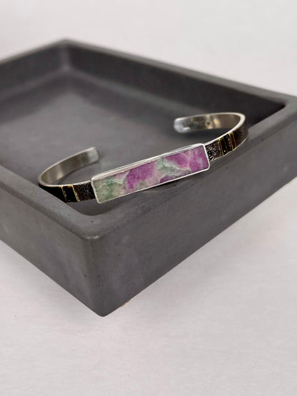 Sterling Variscite Cuff with 14k Gold accents