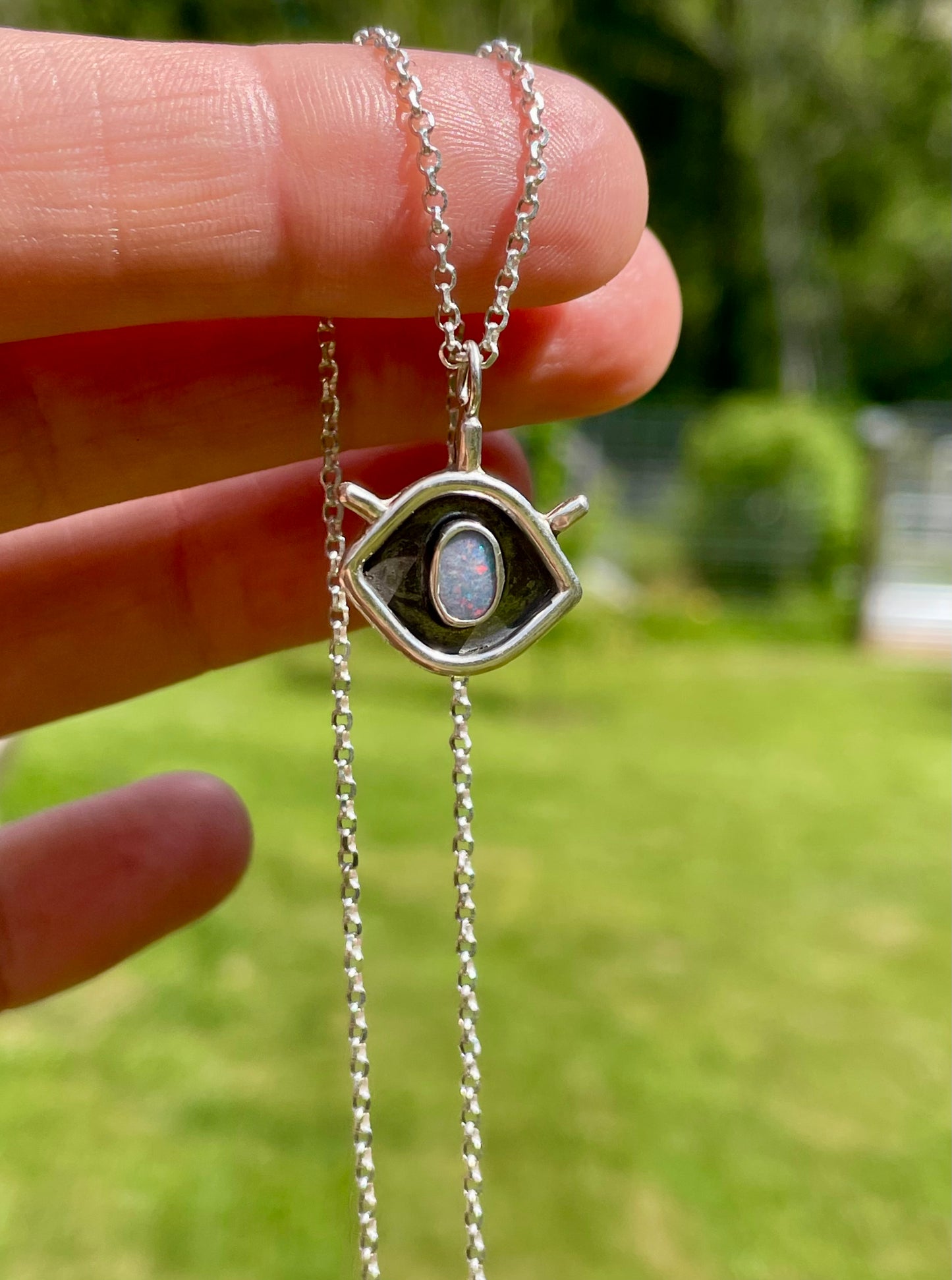 Evil eye Talisman Opal Necklace