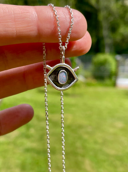 Evil eye Talisman Opal Necklace