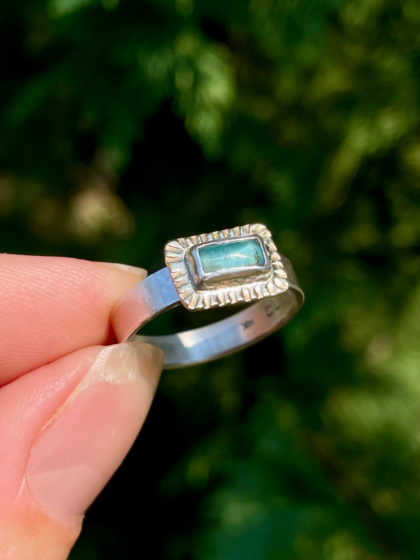 14k Gold and Sterling Tourmaline Ring size 8