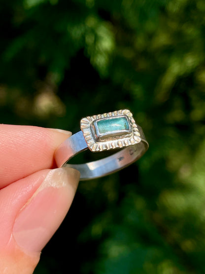 14k Gold and Sterling Tourmaline Ring size 8