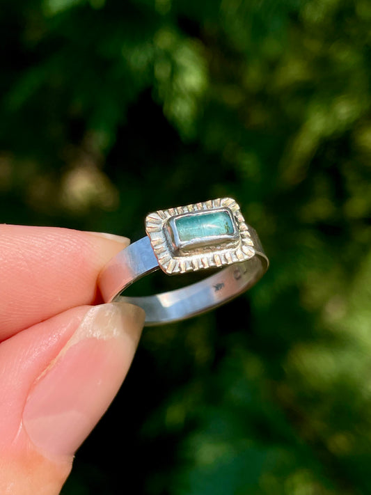 14k Gold and Sterling Tourmaline Ring size 8
