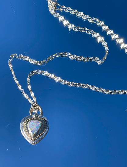 Opal and Sapphire Pendant in Gold and Silver