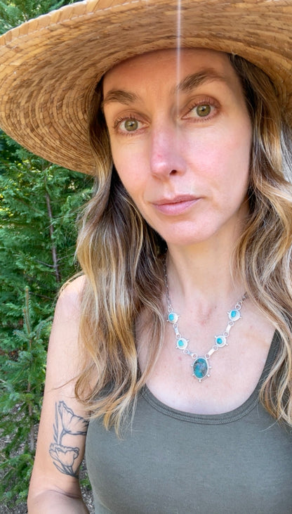 Handcrafted Turquoise Bloom Necklace