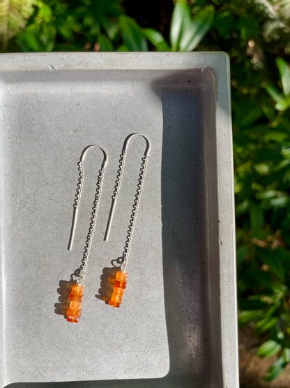 Carnelian Silver ear thread earrings