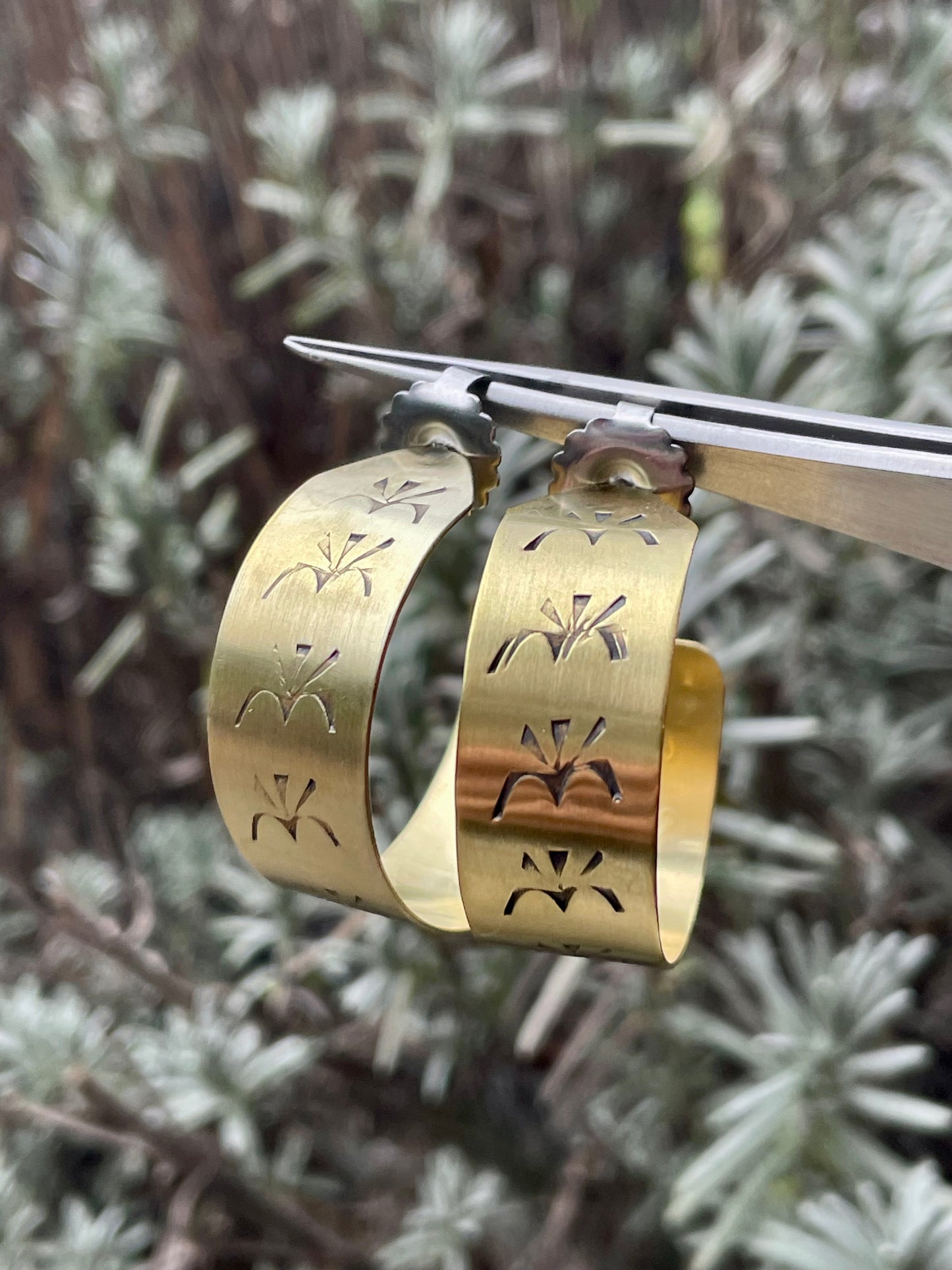 Hand stamped Brass Hoops 3