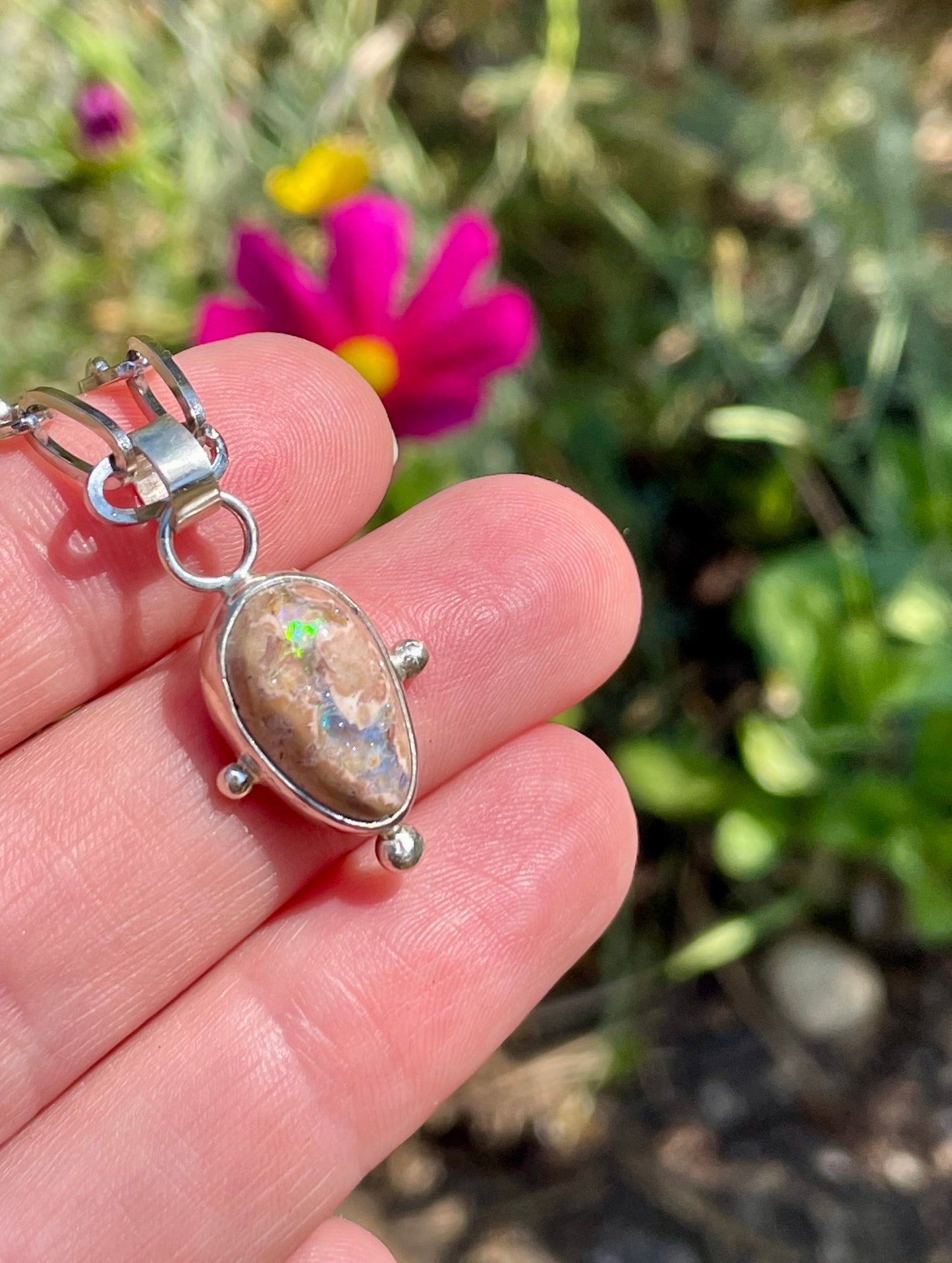 Mexican Fire Opal chain necklace 2