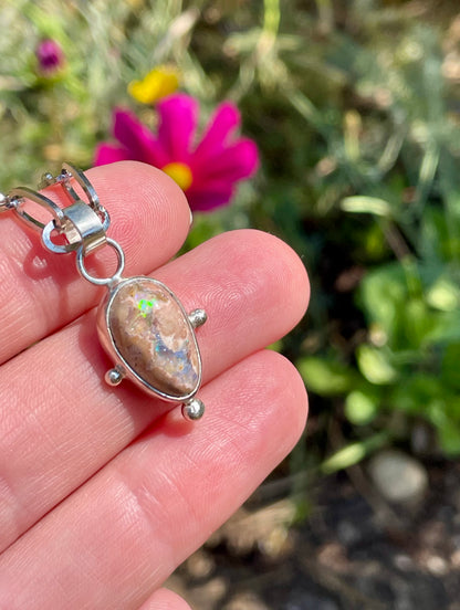 Mexican Fire Opal chain necklace 2