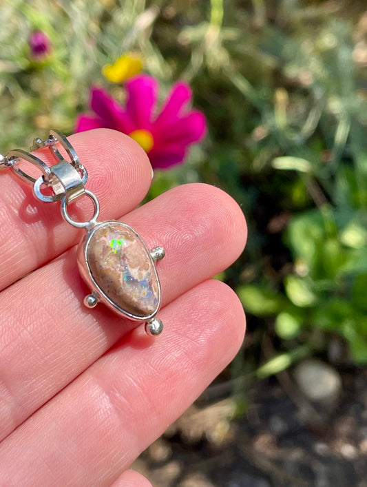 Mexican Fire Opal chain necklace 2