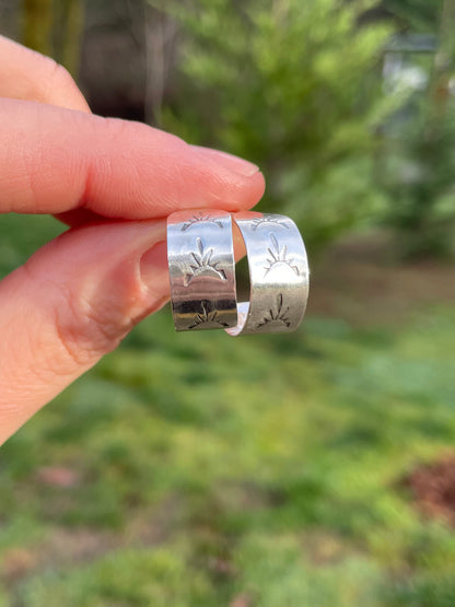 Hand stamped Sterling Hoops 1