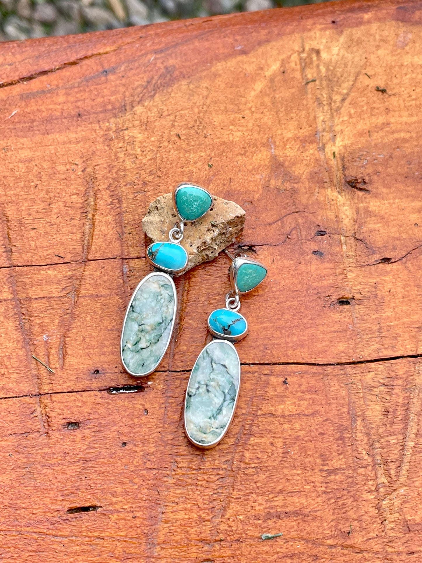 Turquoise and Mariposite stud Earrings