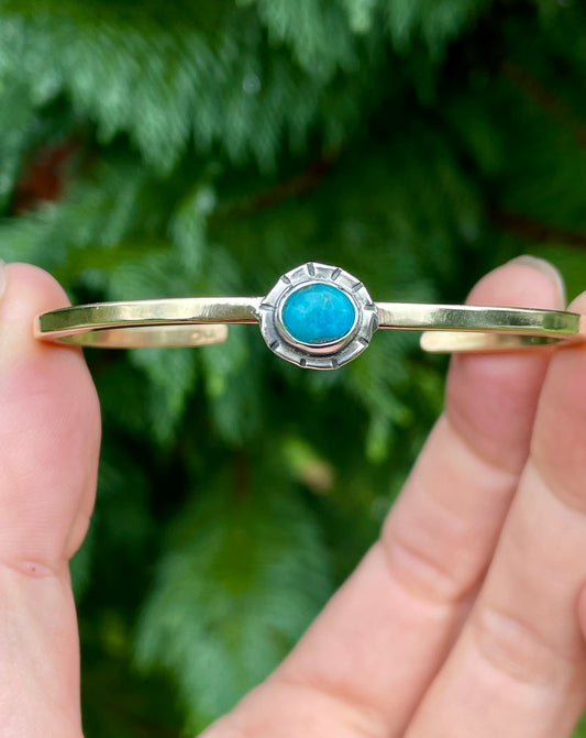 Mixed metal Turquoise Cuff 5