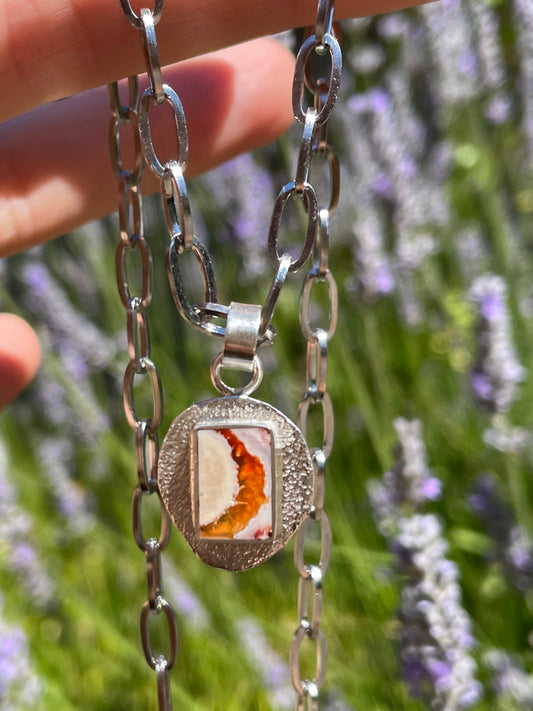 Mexican Fire Opal inlay Pendant 5