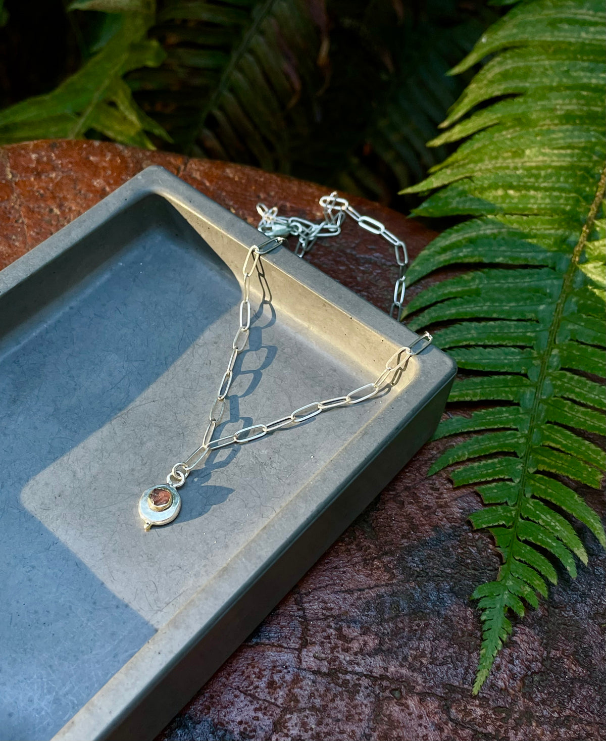 Raw Montana Sapphire Gold and Silver Necklace