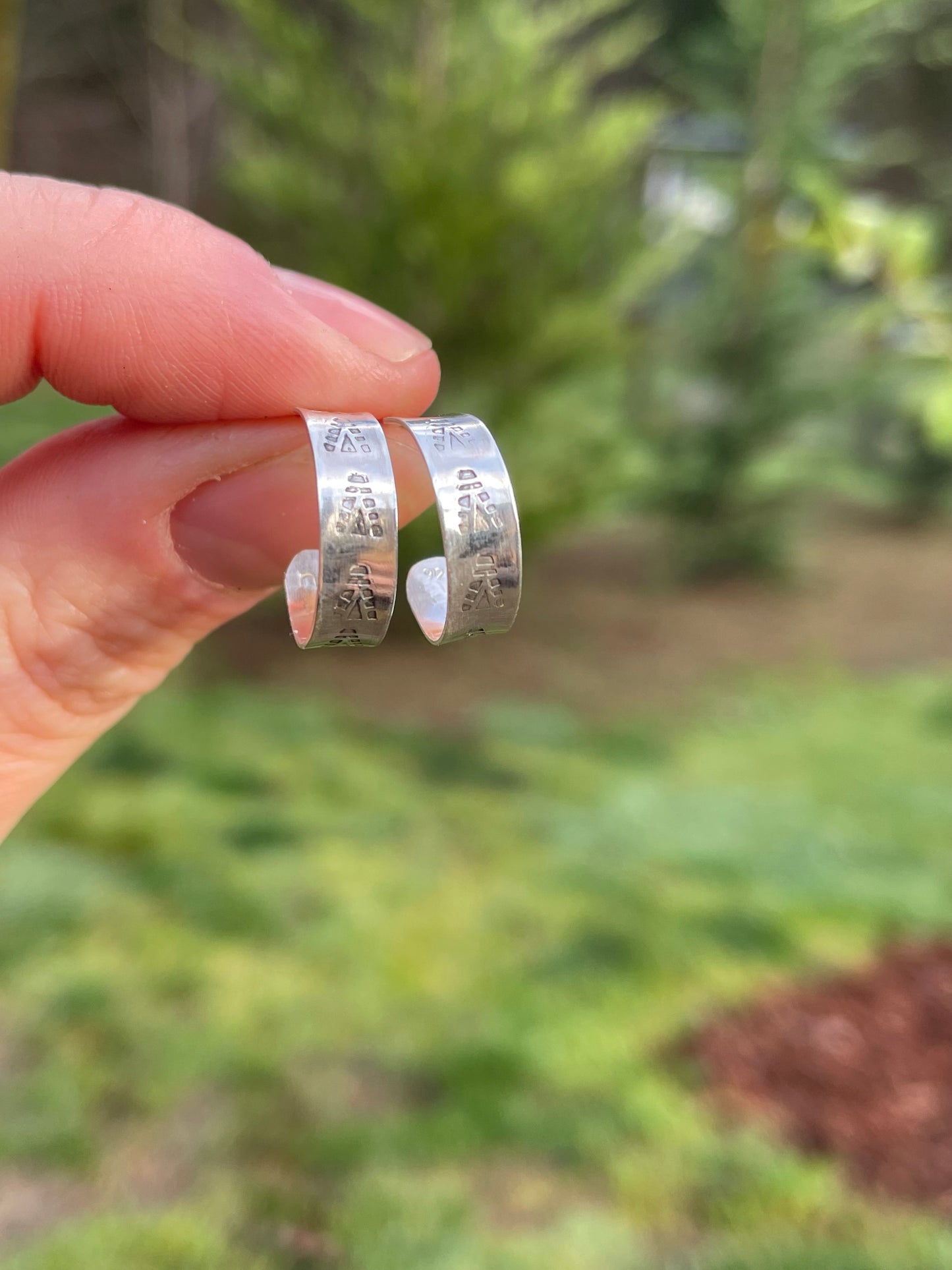 Hand stamped Sterling Hoops 3
