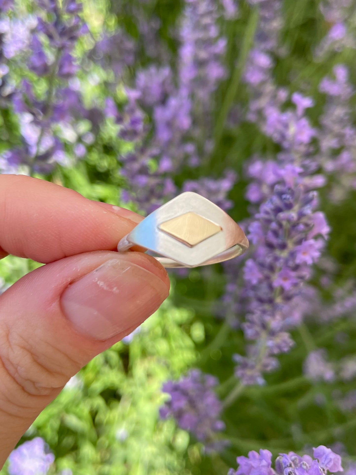 Sterling and 10k Gold Shield Ring size 9