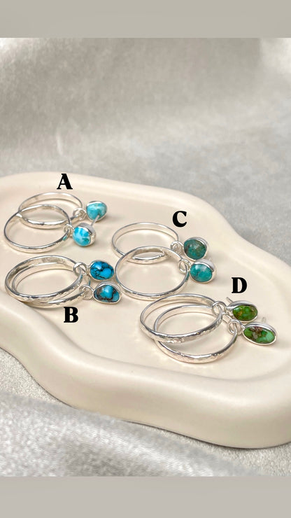 Turquoise Silver studs with hoops