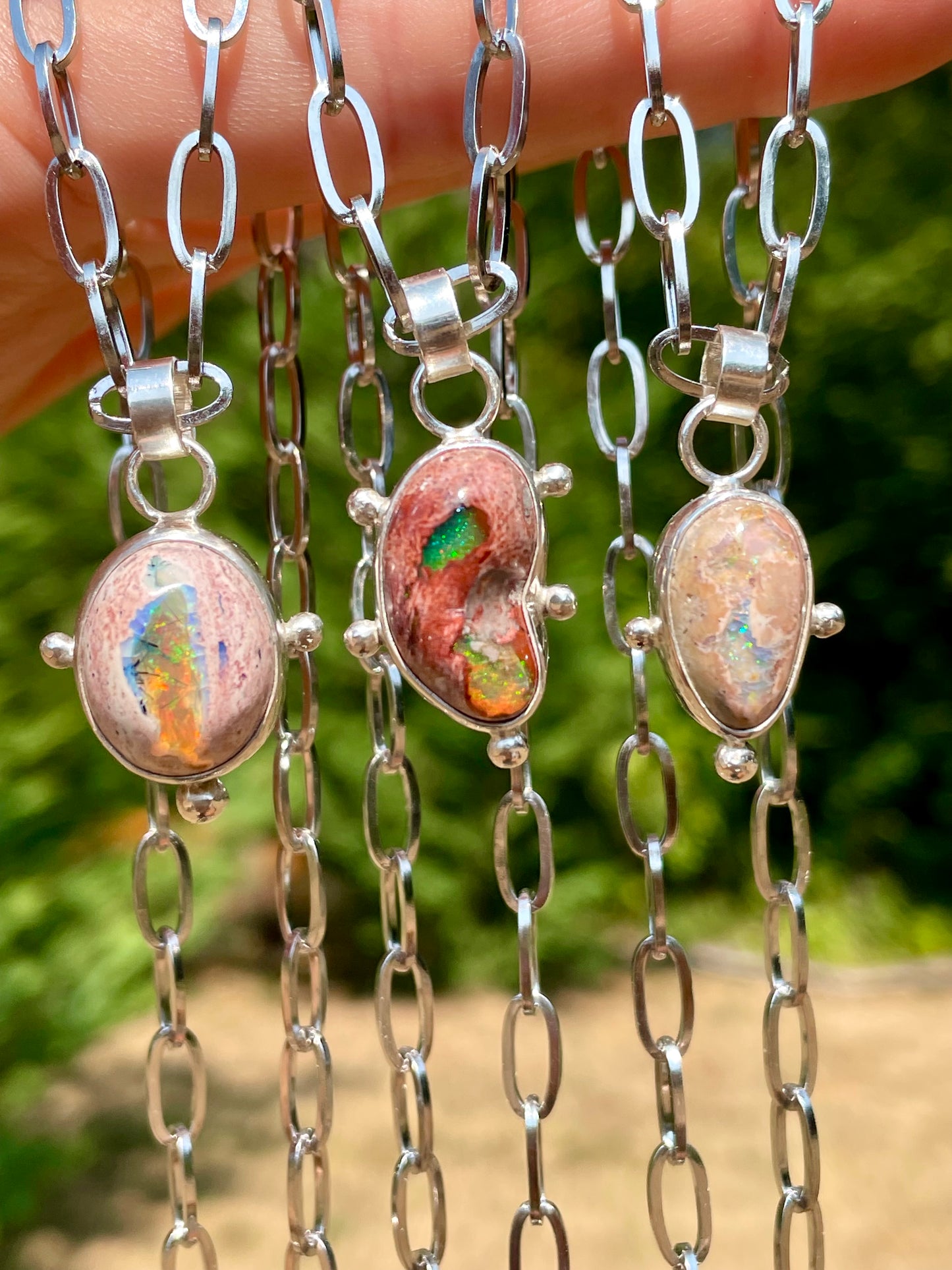 Mexican Fire Opal chain necklace 2