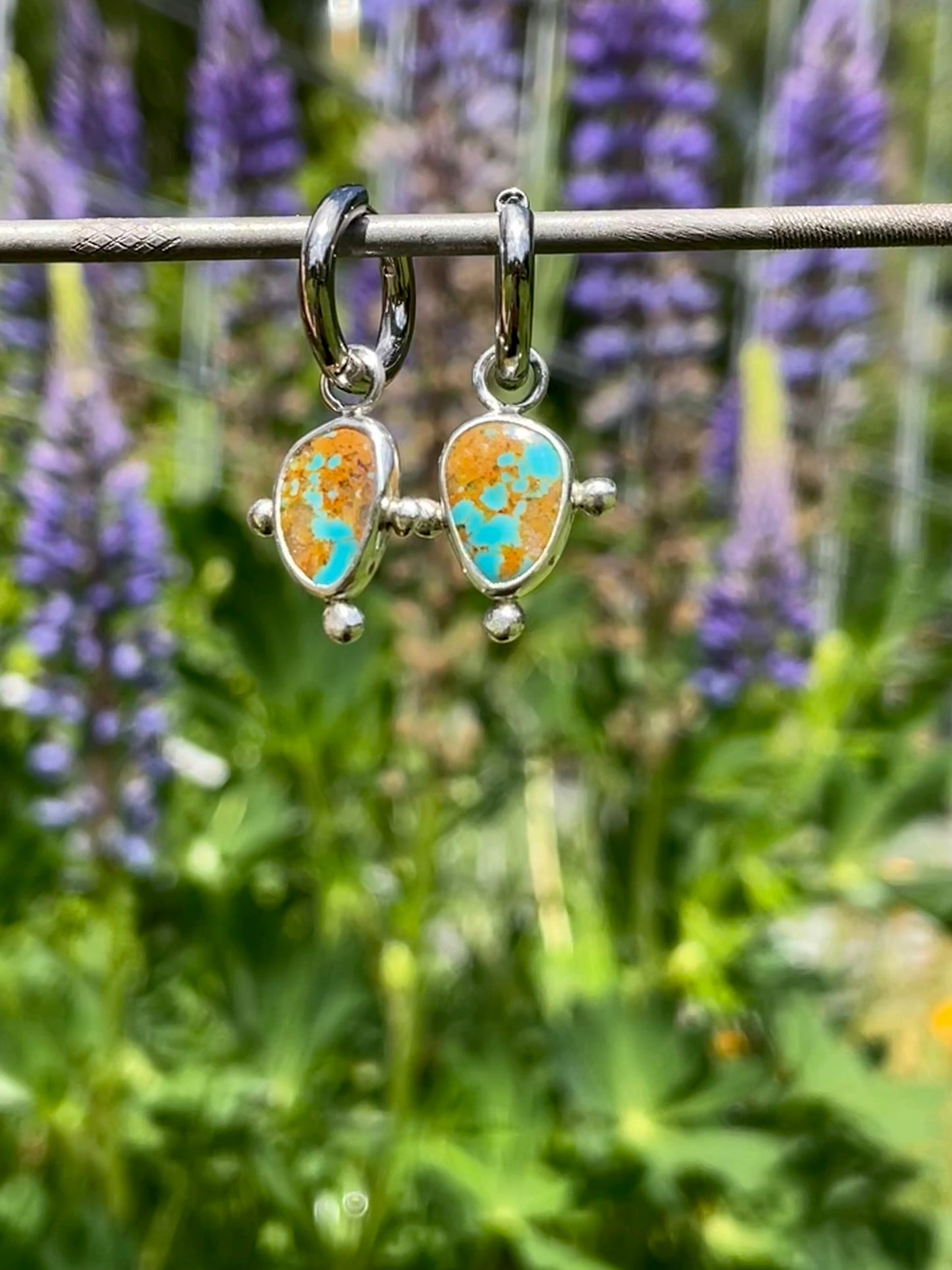 Kingman Turquoise Huggie Hoops
