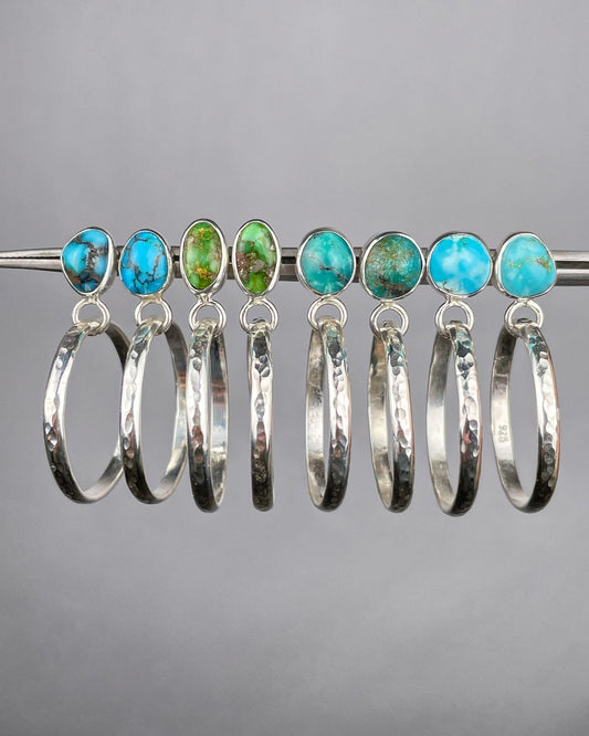 Turquoise Silver studs with hoops