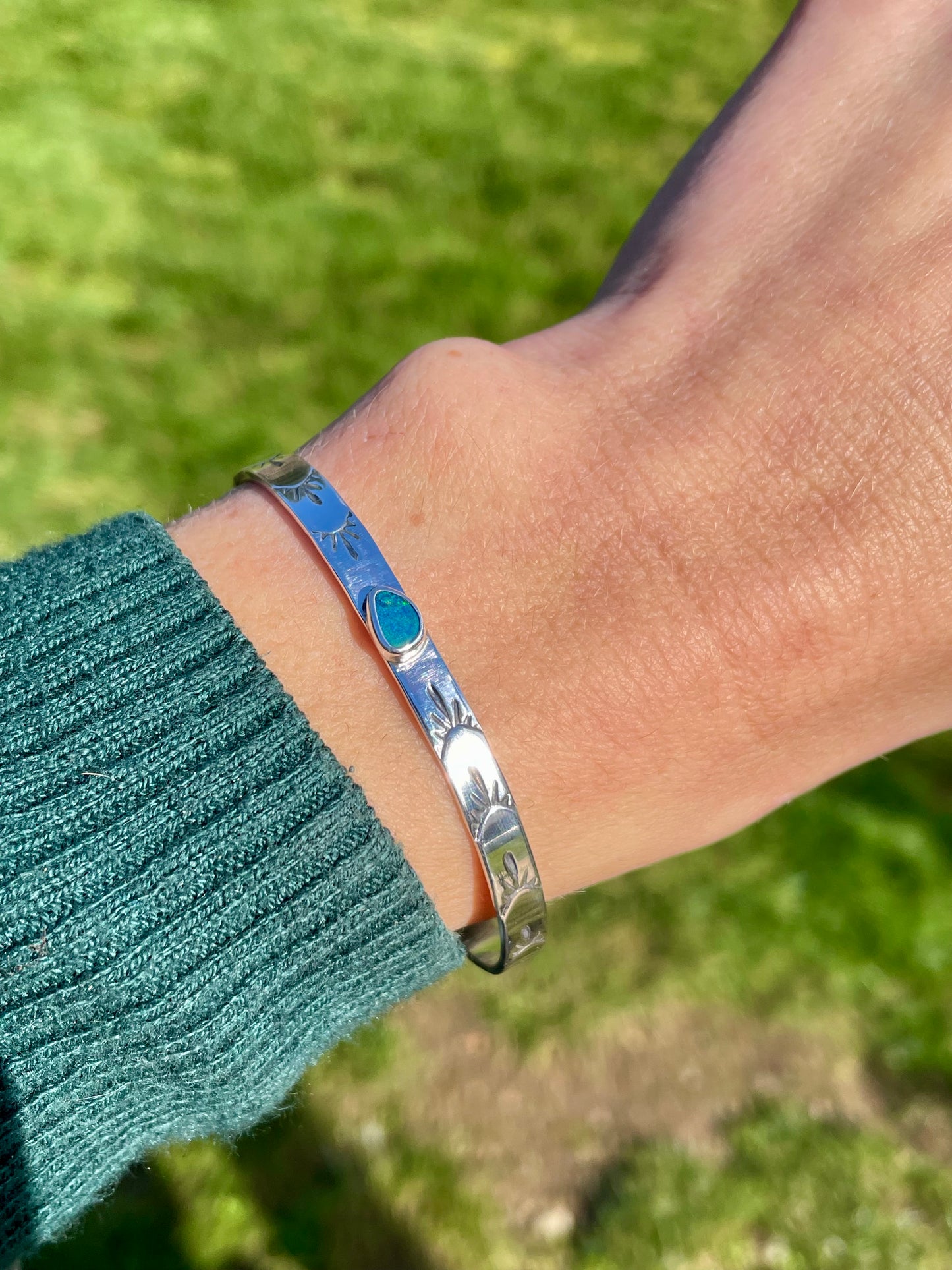 Australian Opal Sterling Silver Cuff