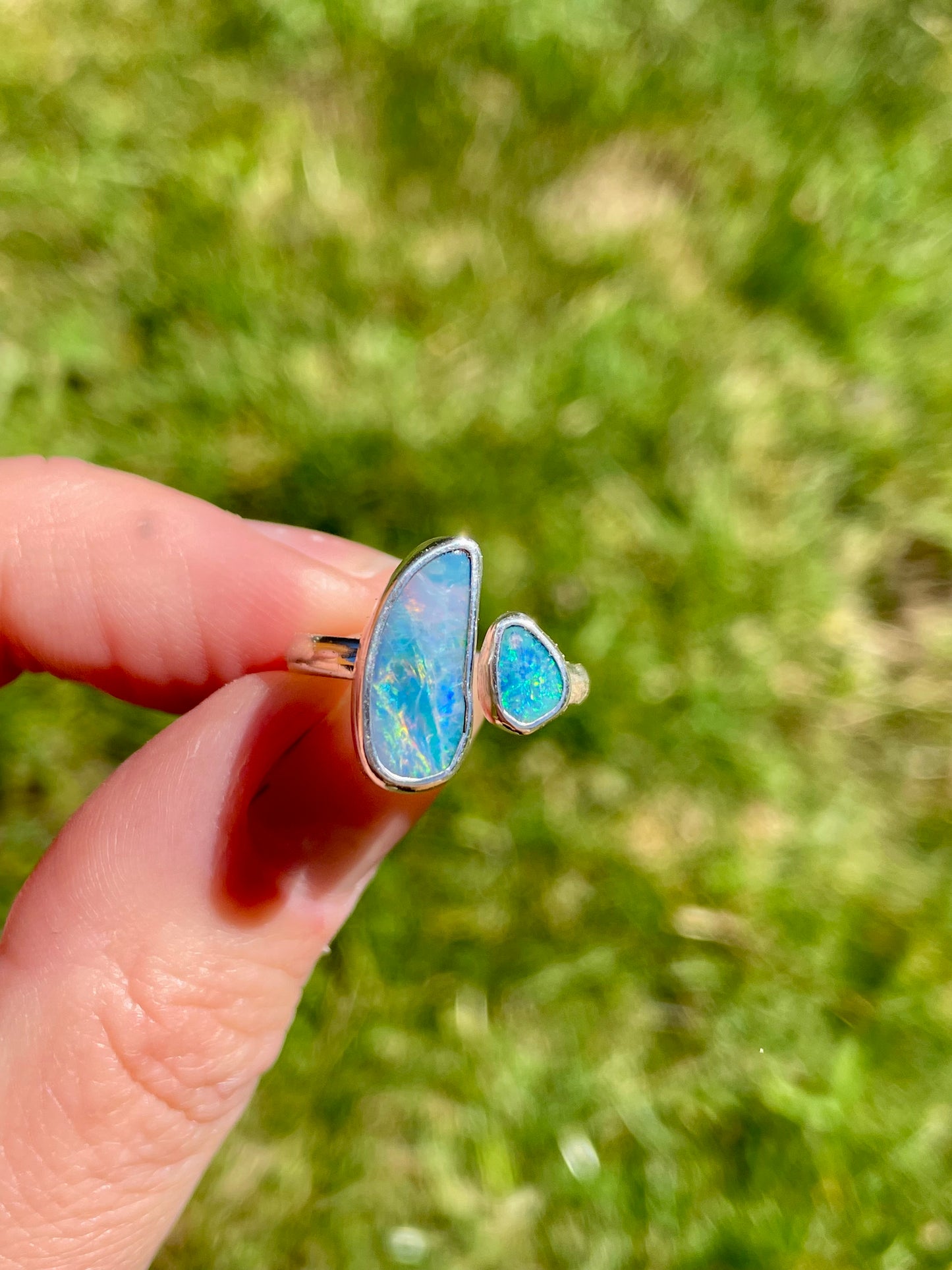 Australian Opal Split Ring Size 6.5-7.5